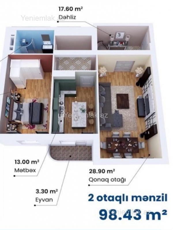 2-room apartment for sale, Nasimi, Baku
