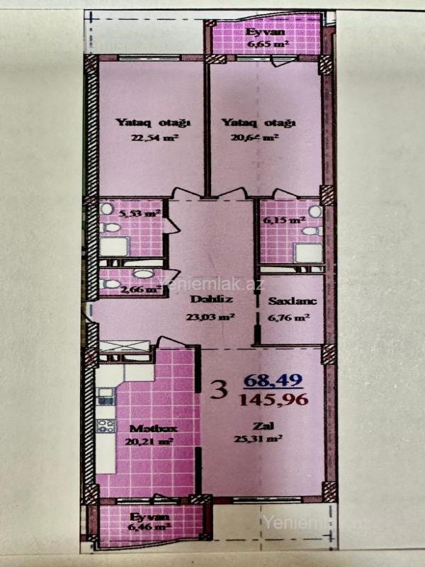 3-room apartment for sale, Nizami, Baku