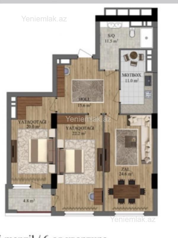 3-room apartment for sale, Nasimi, Baku