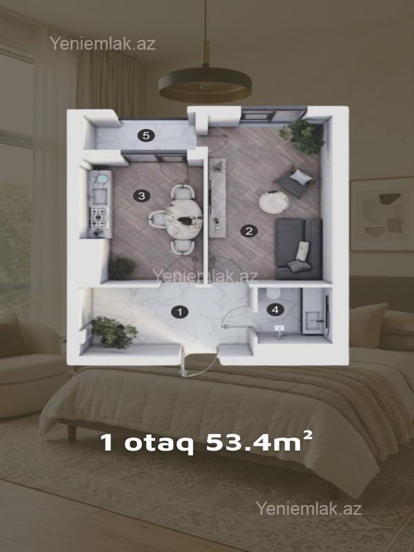1 otaqlı mənzil satılır, Nərimanov, Bakı
