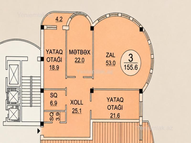 3 otaqlı mənzil satılır, Xətai, Bakı