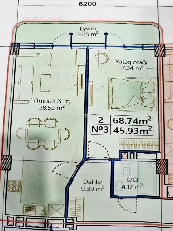 2-room apartment for sale, Absheron