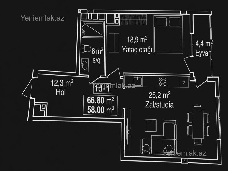 2 otaqlı Bina evi menzil, Yasamal rayonu, Bakı