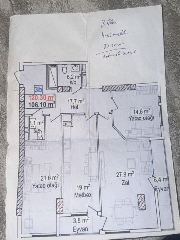 Avant Vista kompleksində 3 otaqlı yeni tikili mənzil satılır, 120 m², 310 000 AZN, şəkil 2 / 4