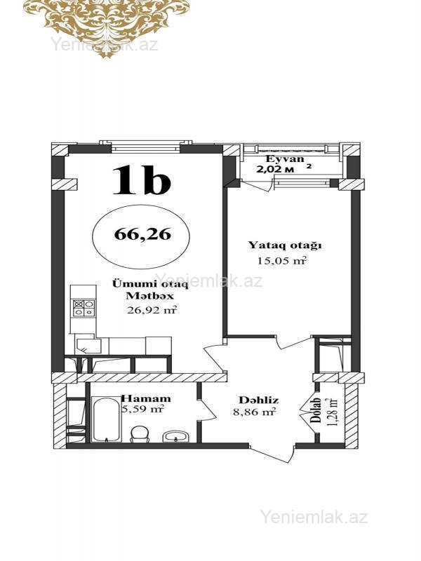 Продаётся 2-комнатная квартира в новостройке, ЖК Renessans Palace, 67 м², 275 000 AZN, фото 4 / 7